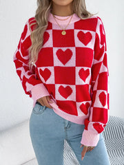 Heart Checkerboard Sweater - View 13 | TEVQA