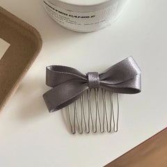 Small Satin Bow Hair Comb Pin - 2.9 Inch Side Comb