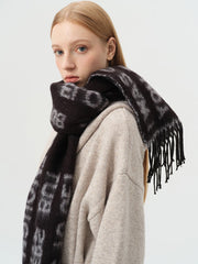Oversized Wool Blend Letter Scarf