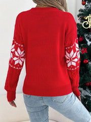Emerald Green Snowflake Cable Knit Sweater - View 8 | TEVQA