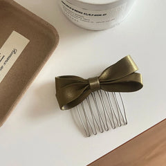 Small Satin Bow Hair Comb Pin - 2.9 Inch Side Comb