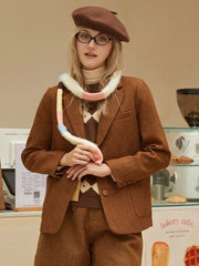 Sweet Pastel Striped Fuzzy Skinny Scarf - TEVQA