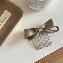 Small Satin Bow Hair Comb Pin - 2.9 Inch Side Comb