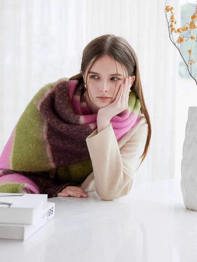Oversized Striped Knit Scarf - View 11 | TEVQA