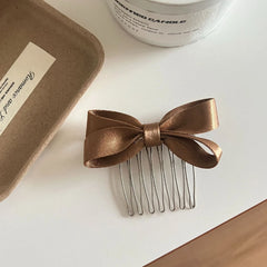 Small Satin Bow Hair Comb Pin - 2.9 Inch Side Comb