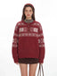 Vintage Red Fair Isle Henley Sweater - TEVQA