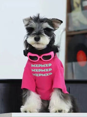 Hot Pink Graphic Letter Print Dog T-Shirt