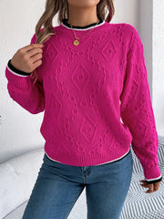 Khaki Textured Knit Sweater - TEVQA
