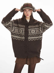 Vintage Fair Isle Toggle Button Cardigan - TEVQA