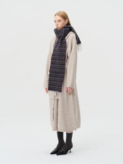 Soft Wool Blend Striped Scarf with Fringe
