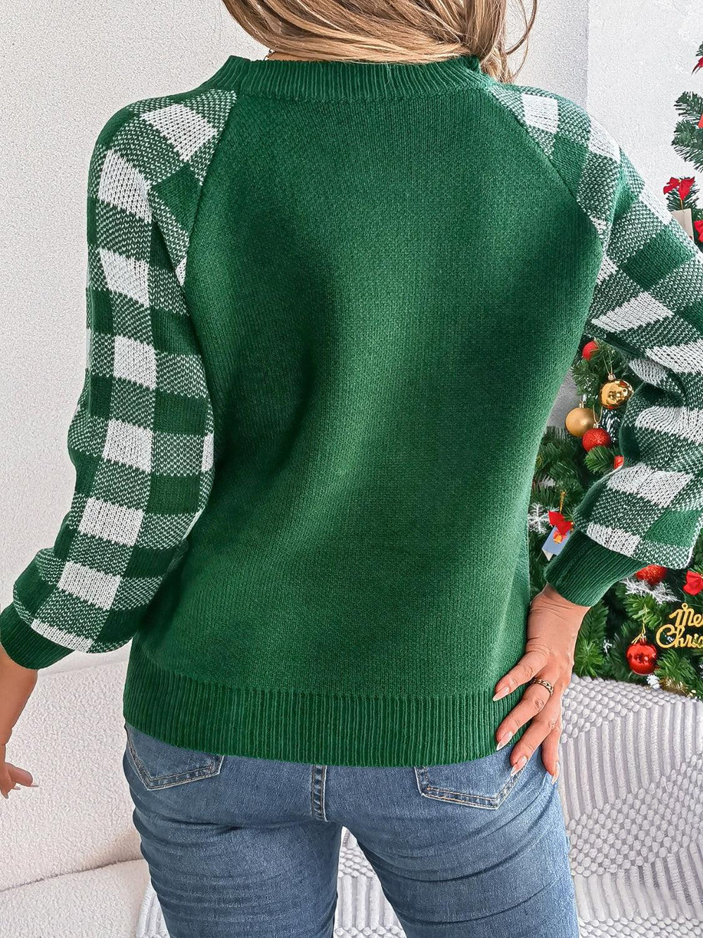 Festive Reindeer Knit Pullover Sweater - View 13 | TEVQA