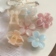 close-up of flower claw clips with visible metal closure mechanism