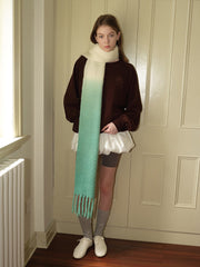 Soft Girl Ombre Pink Wool Blend Scarf