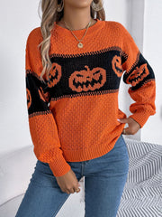 Festive Pumpkin Patch Knit Sweater