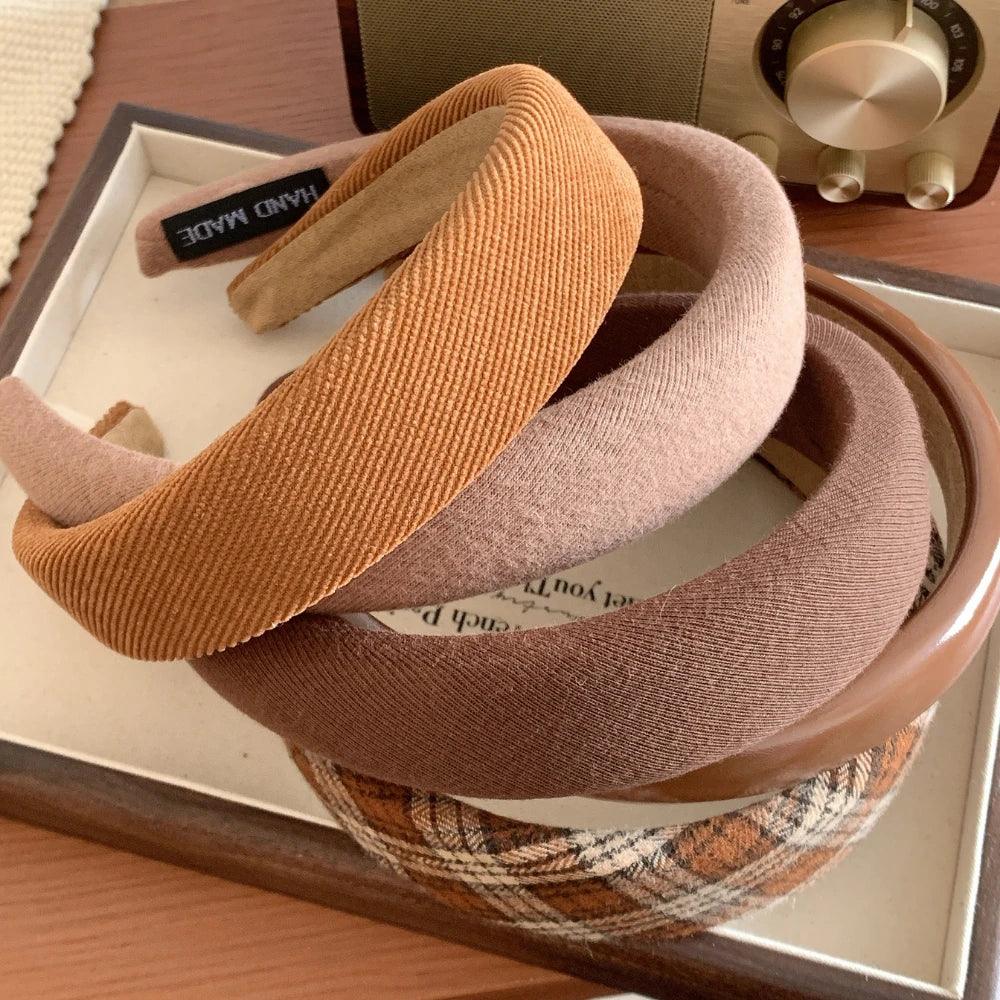 Wide Padded Headband in Brown & Neutral Tones - 1.2 Inch - TEVQA