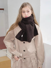 Dark Brown Wool Blend Ribbed Knit Scarf