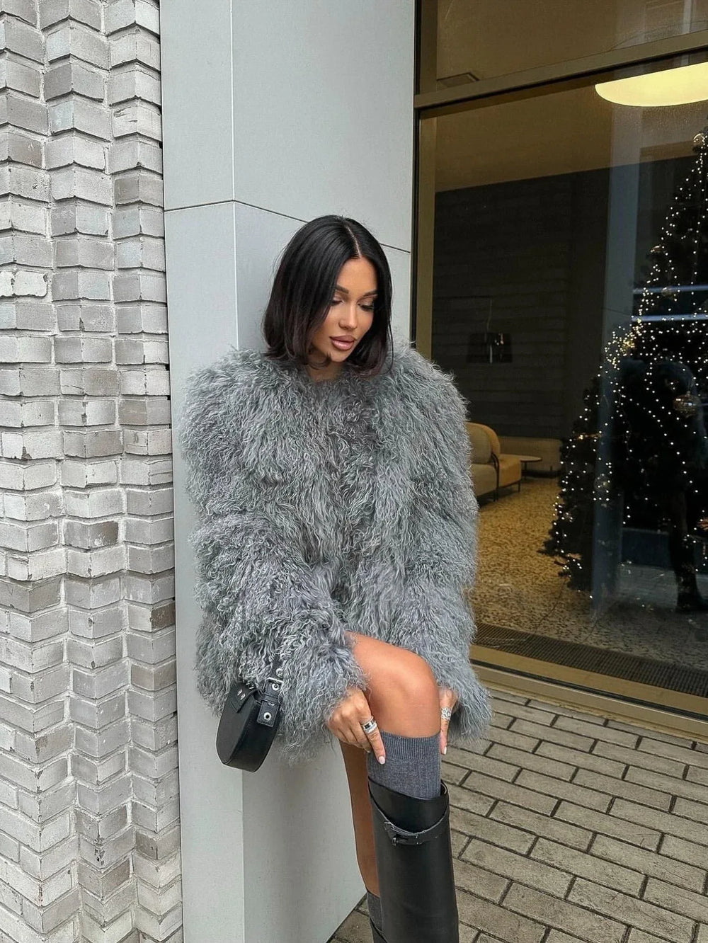 Luxe Faux Mongolian Lamb Fur Jacket - View 10 | TEVQA