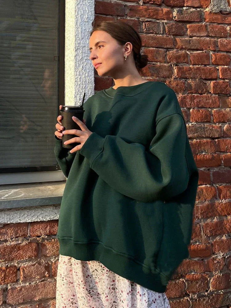 Ultimate Oversized Fleece Crew Neck Sweatshirt - TEVQA