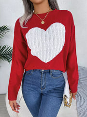 Grey and white cable knit heart sweater - View 14 | TEVQA