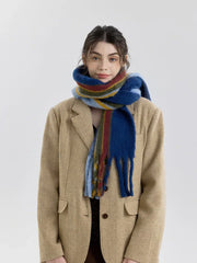 Vintage Striped Wool Blend Scarf - TEVQA