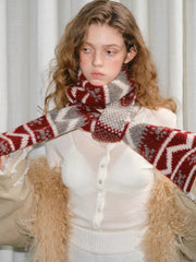 Red Fair Isle Pattern Chunky Knit Holiday Scarf