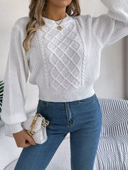 Orange Cable Knit Cinched Waist Sweater - View 25 | TEVQA