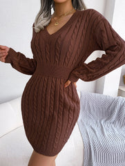 Sky Blue Cable Knit Sweater Dress - View 12 | TEVQA