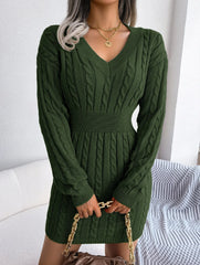 Sky Blue Cable Knit Sweater Dress - View 19 | TEVQA