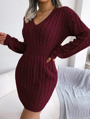Sky Blue Cable Knit Sweater Dress - View 53 | TEVQA