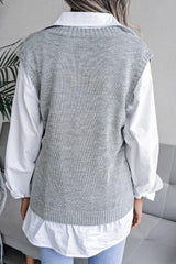 Classic beige cable knit sweater vest - View 15 | TEVQA