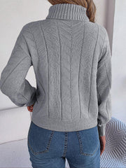 Blush Romance Cable Knit Turtleneck Sweater - TEVQA