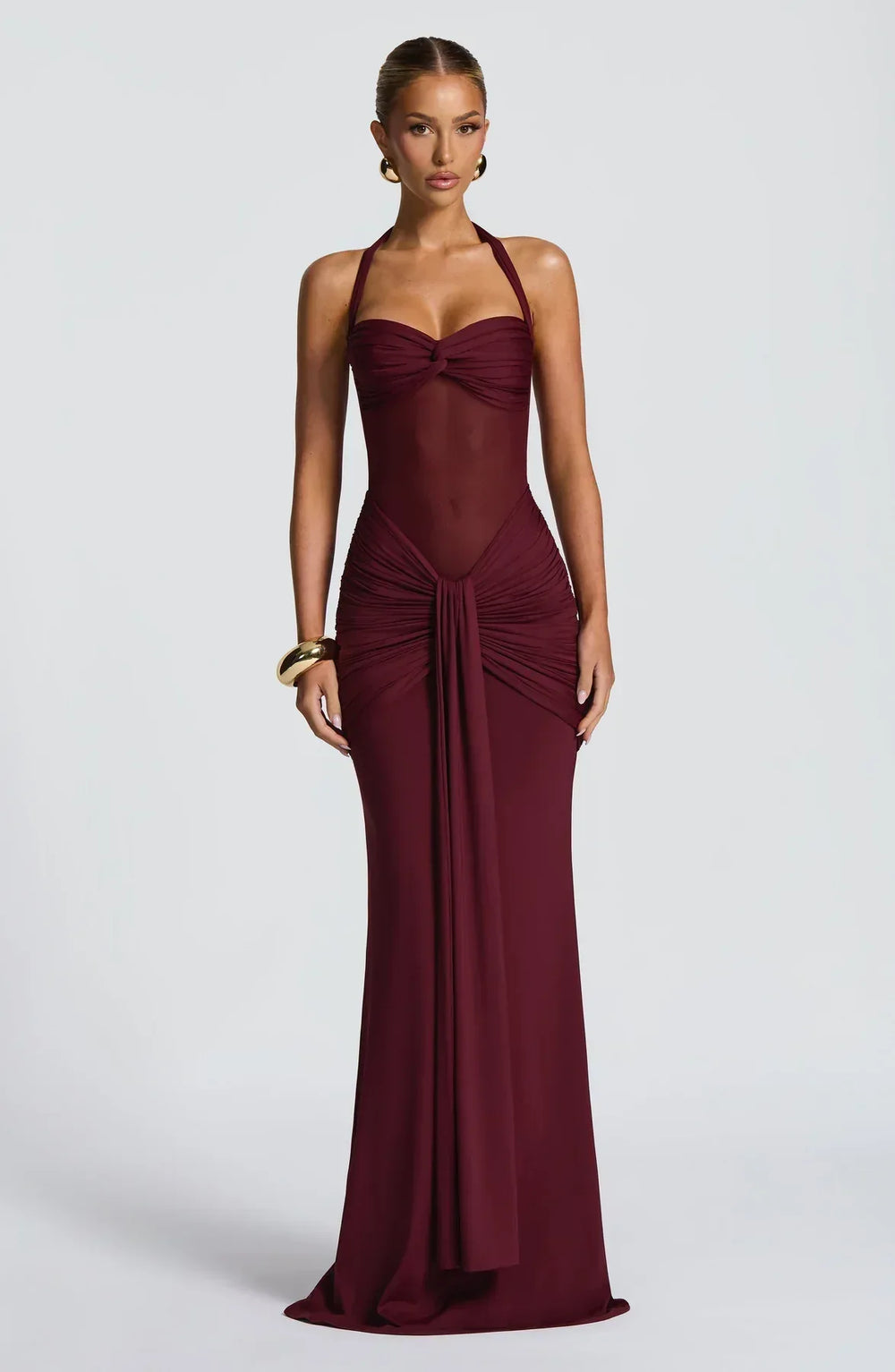 Ruched halter neck maxi dress - View 7 | TEVQA
