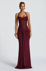 Ruched halter neck maxi dress - View 7 | TEVQA