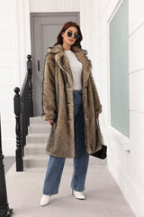 Long Faux Fur Lapel Coat - View 23 | TEVQA
