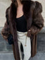 Espresso Faux Fur Long Coat - View 9 | TEVQA