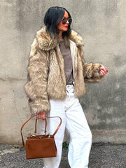 Vintage Tipped Faux Fur Cropped Jacket - TEVQA