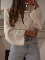 French Chic Pearl Button Cardigan