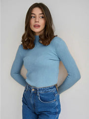 Essential Soft Ribbed Mock Neck Sweater - TEVQA