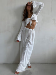 Breezy Tie-Front Textured Knit Lounge Set