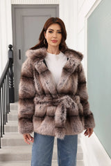Faux fur coat with hood - View 7 | TEVQA