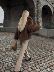 Faux Fur Lapel Jacket - View 9 | TEVQA