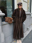 Vintage Chocolate Sheared Faux Mink Maxi Coat - TEVQA