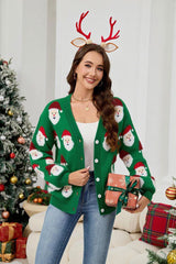 Coquette Pink Santa Button-Down Cardigan
