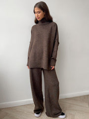 Turtleneck & Wide Leg Knit Two-Piece Set