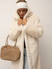 Luxurious Chocolate Faux Mink Long Coat - TEVQA