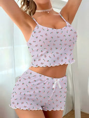 Ditsy Floral Ribbed Cami & Shorts Set