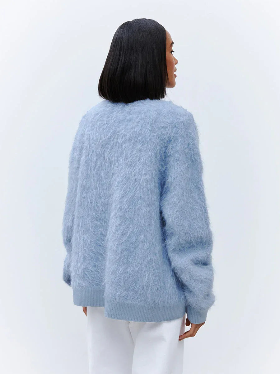 Cloud Soft Faux Mink Button Down Cardigan - TEVQA