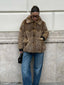 Vintage Leopard Print Faux Fur Jacket - TEVQA