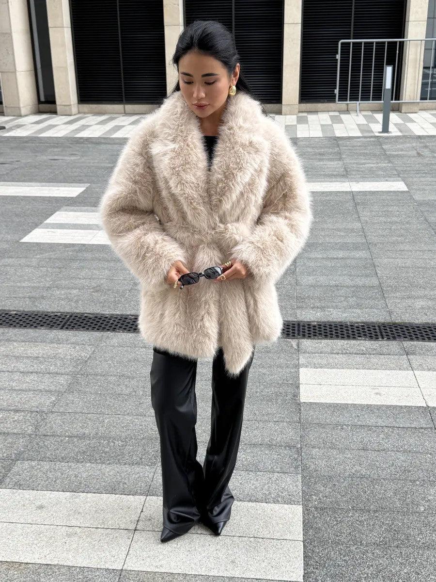 Vail Après-Ski Mid-Length Faux Fox Fur Coat - TEVQA
