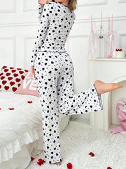 Heart Print Ribbed Pajama Set